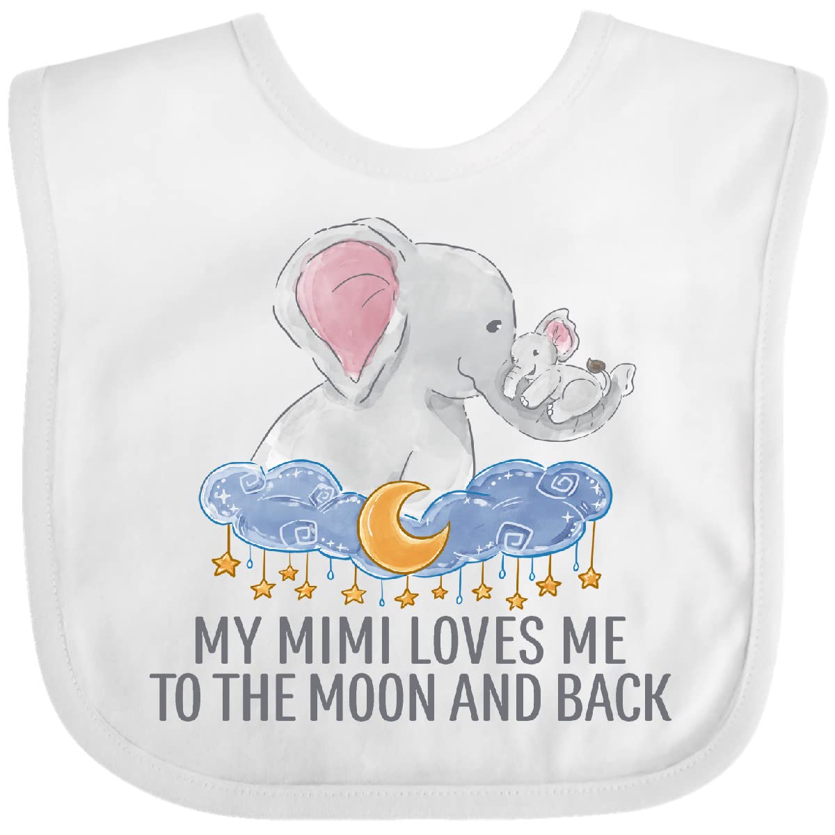 inktastic My Mimi Loves Me To the Moon and Back Elephants in Clouds Baby Bib