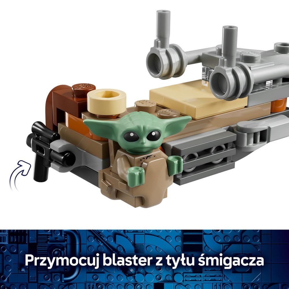 LEGO Star Wars Śmigacz Mandalorianina i Grogu, zabawka dla dziecka, zestaw z pojazdem i dwiema postaciami z serii Gwiezdne Wojny, pomysł na prezent dla 6-latka, klocki dla chłopca i dziewczynki 75436