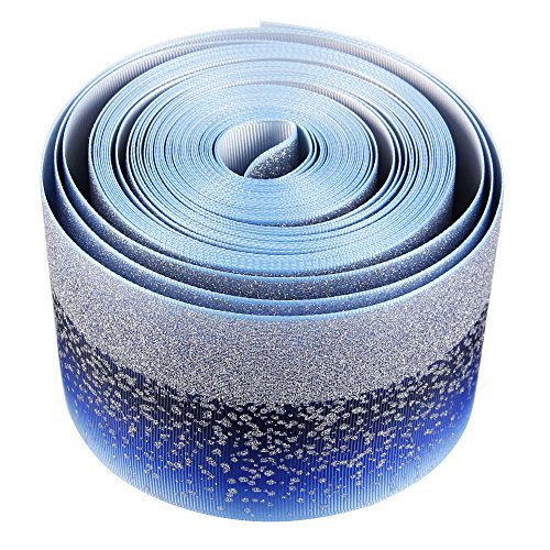 David Accessories Glitter Fabric Grosgrain Ribbon 3"X 5 Yards/Roll Handmade Hair Bows, Gift Giving Wrapping Party Decoration Sewing Projects Wedding Events (Blue) #TOP1