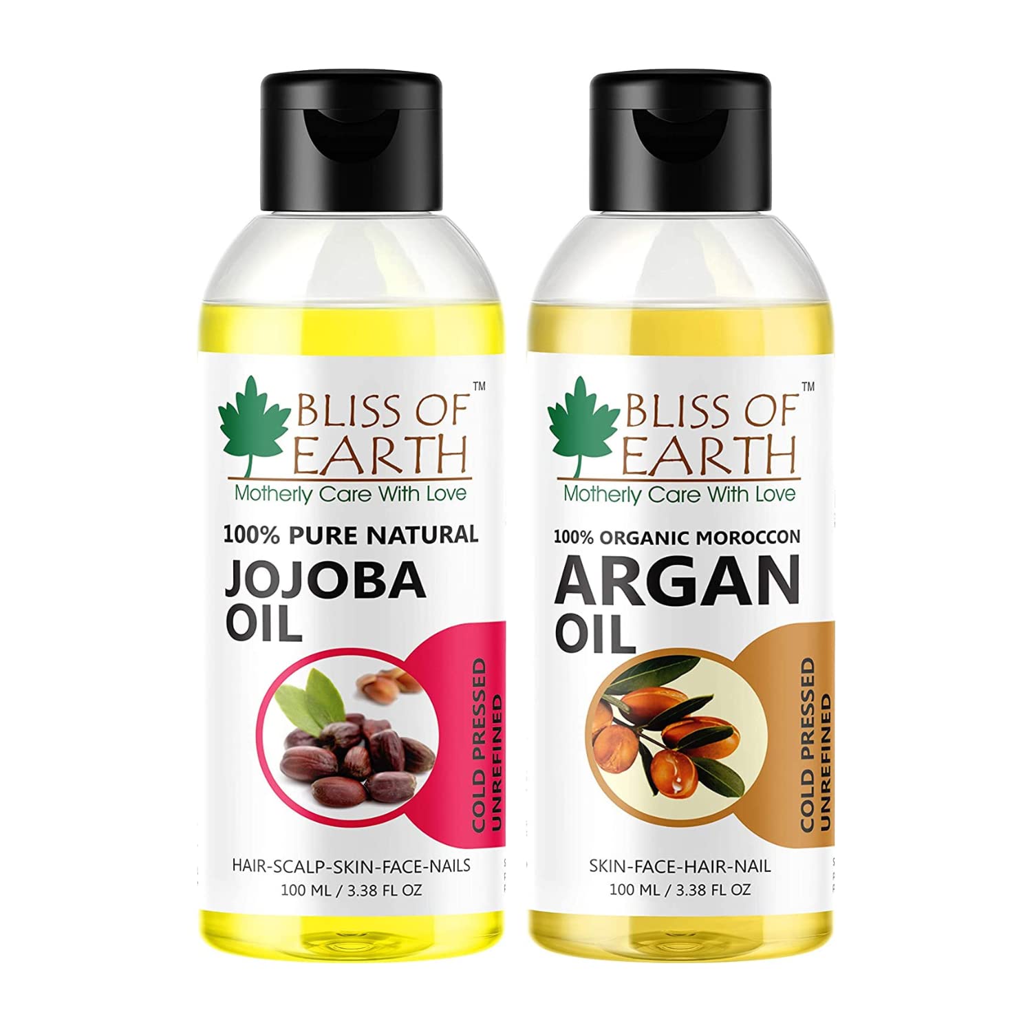 Bliss of Earth™ 100% Pure Natural Jojoba Oil+Organic Argan Oil Of Morocco For Face, Hair & Skin, Cold Pressed & Unrefined, 100ml (Pack of 2)-image-18
