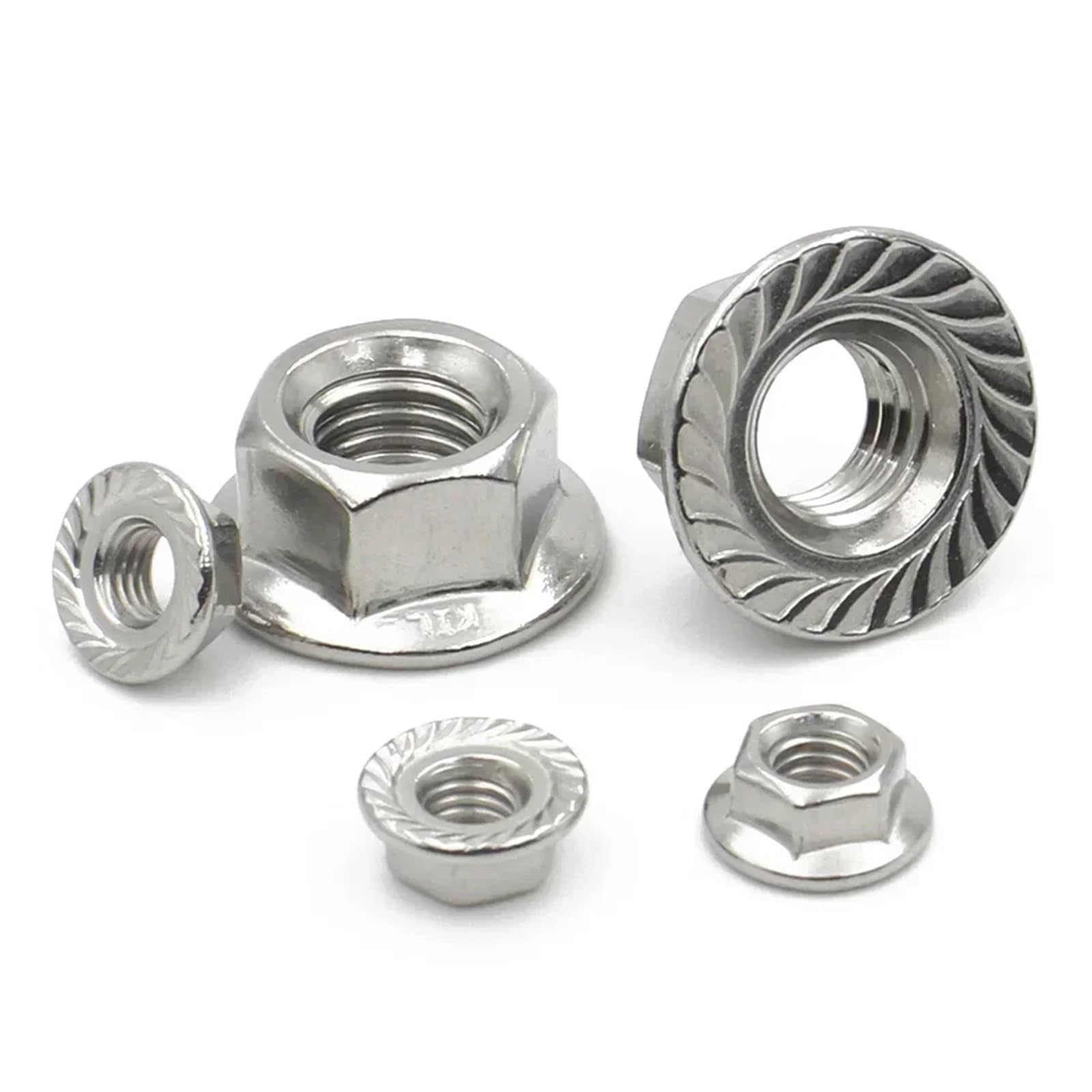 zhuguim 50/20/10 Pz Dado di Fissaggio M3 M4 M5 M6 M8 M10 M12 In Acciaio Inox 304 Seghettato Metrico Esagonale esagonale Flangia Dadi Bloccaggio DIN6923(20Pcs,M12)