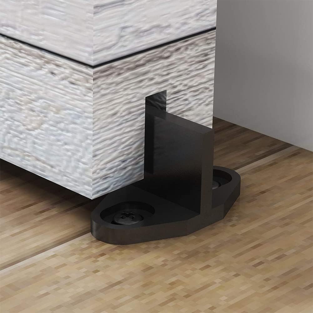Guida al pavimento in plastica rivestita nera Guida al pavimento della porta del fienile Ferramenta per porta del fienile per accessori per l'hardware del cancello inferiore della porta del
