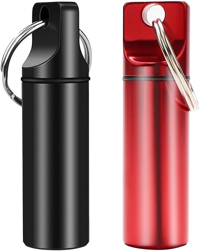 NUTJAM Paquete de 2 llaveros para píldoras de medicamentos, mini pastillero portátil semanal impermeable para viaje, organizador de vitaminas de 7