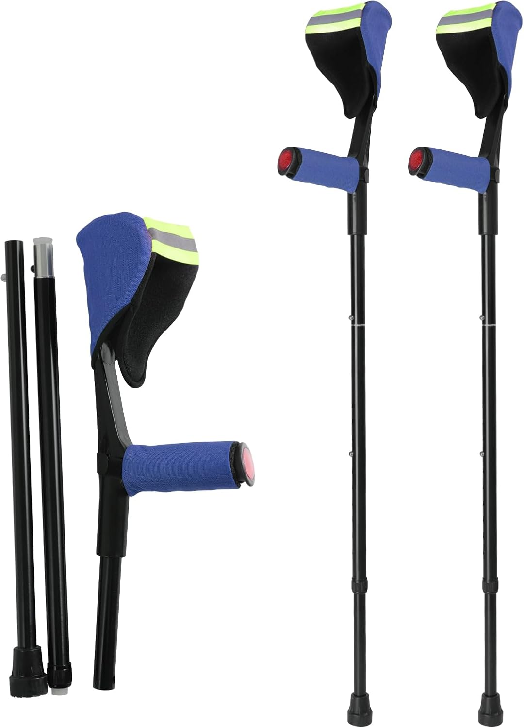 Forearm Crutches for Adults(1 Pair)? Adjustable Adult Crutches with Cuffs, Elbow Cushion, Grip Cushion?Blue??Aluminum Lightweight Arm Crutches Forearm for Adults?Foldable Crutch for Walking