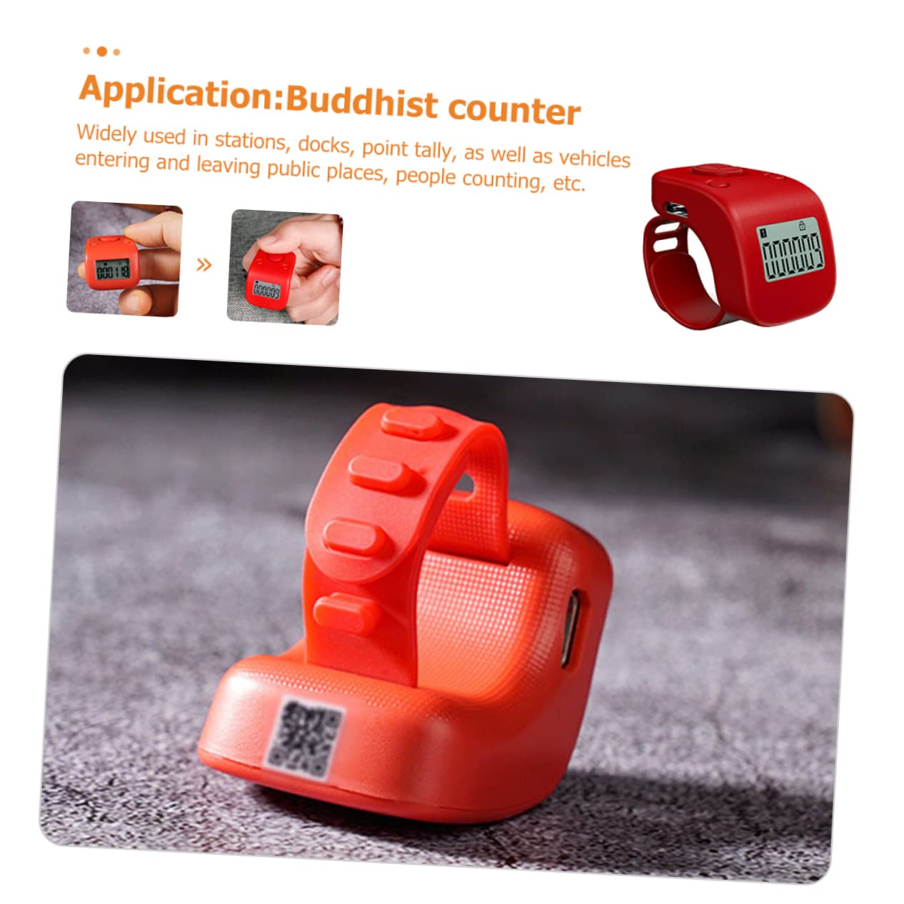 Hemoton Rechargeable Tasbih Ring Electronic Finger Counter Digital Hand Counter Portable Clicker