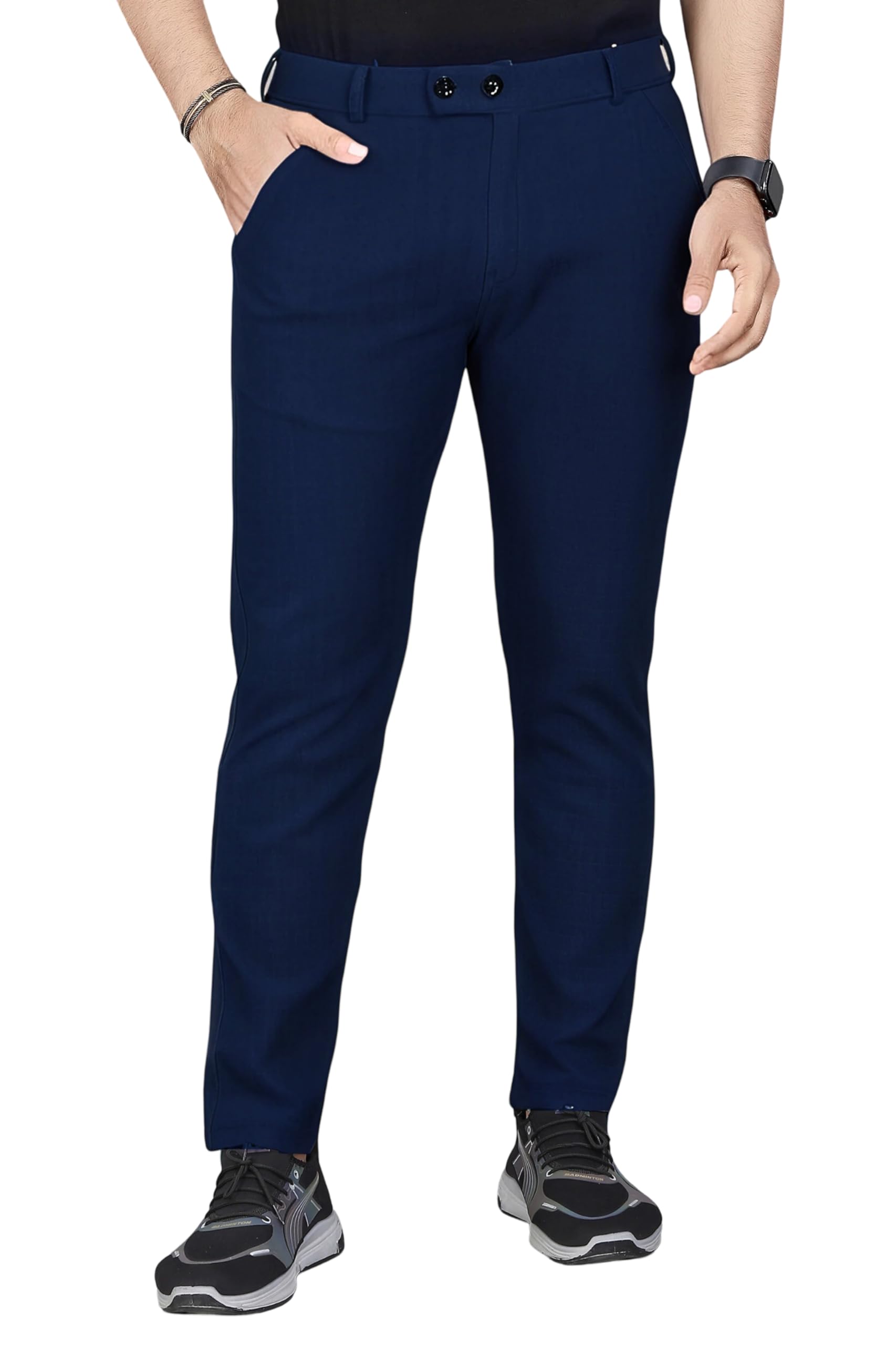 gibbonte Regular Fit Trousers for Men | Cotton Blend Fabric | Self-Design Mid-Rise Bottoms | Formal & Everyday Wear Pants (Pack of 1)-picture-52
