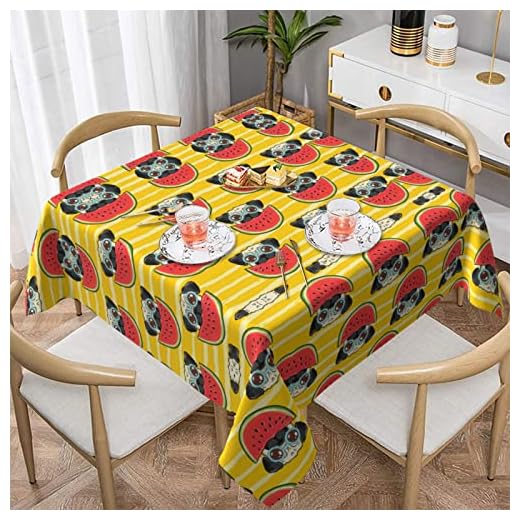 Rolig fransk tjurfäktning vattenmelon tryck fyrkantig bordsduk, vattentät bordsduk för kök matsal fyrkantig bordsduk (140 x 137 cm)