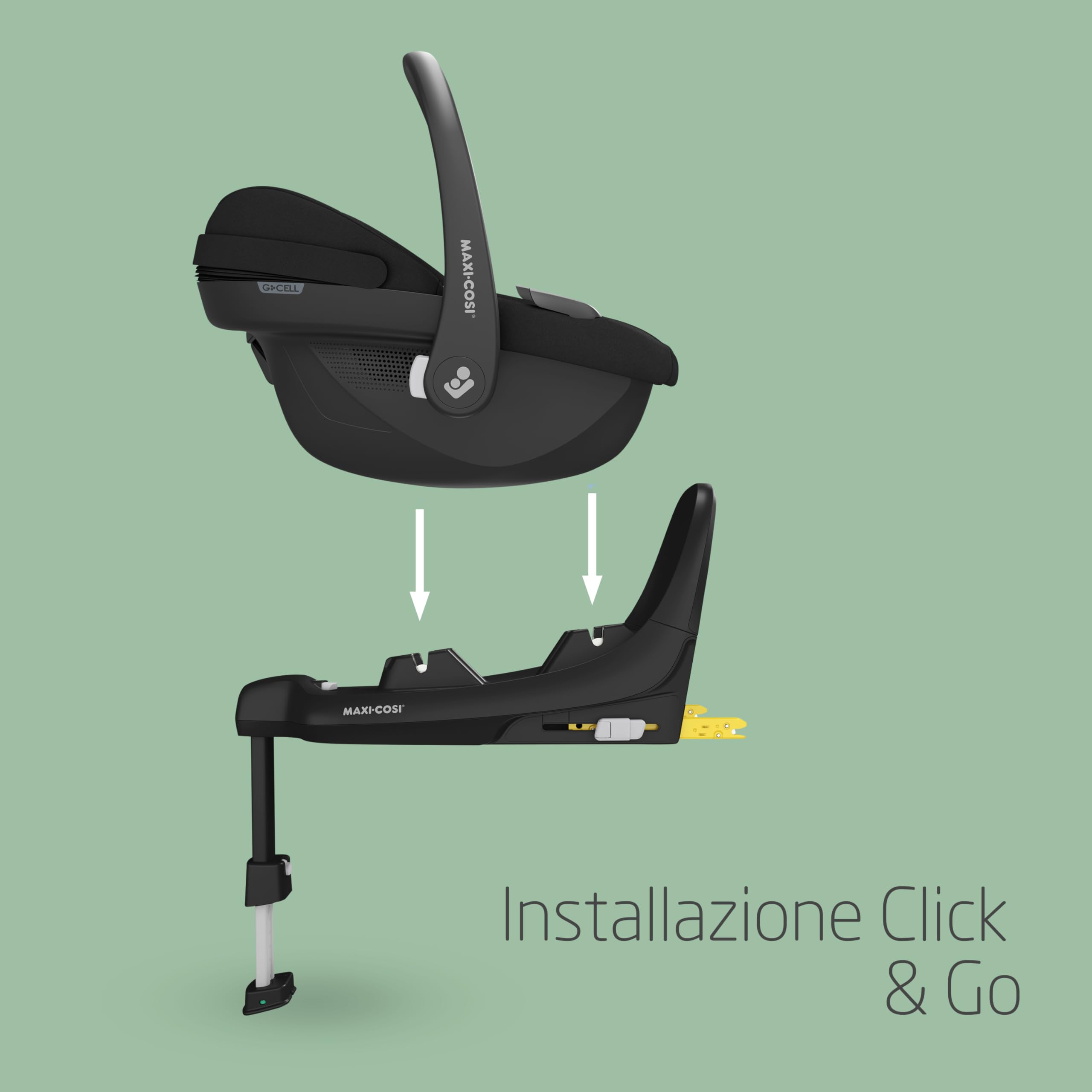 Maxi-Cosi FamilyFix S, Base seggiolino auto, Base isofix, 0-4 anni, 0-18 kg, 40-105 cm, i-Size, Viaggio in senso contrario di marcia, Installazione Click & Go, Feedback di installazione corretta, Nero