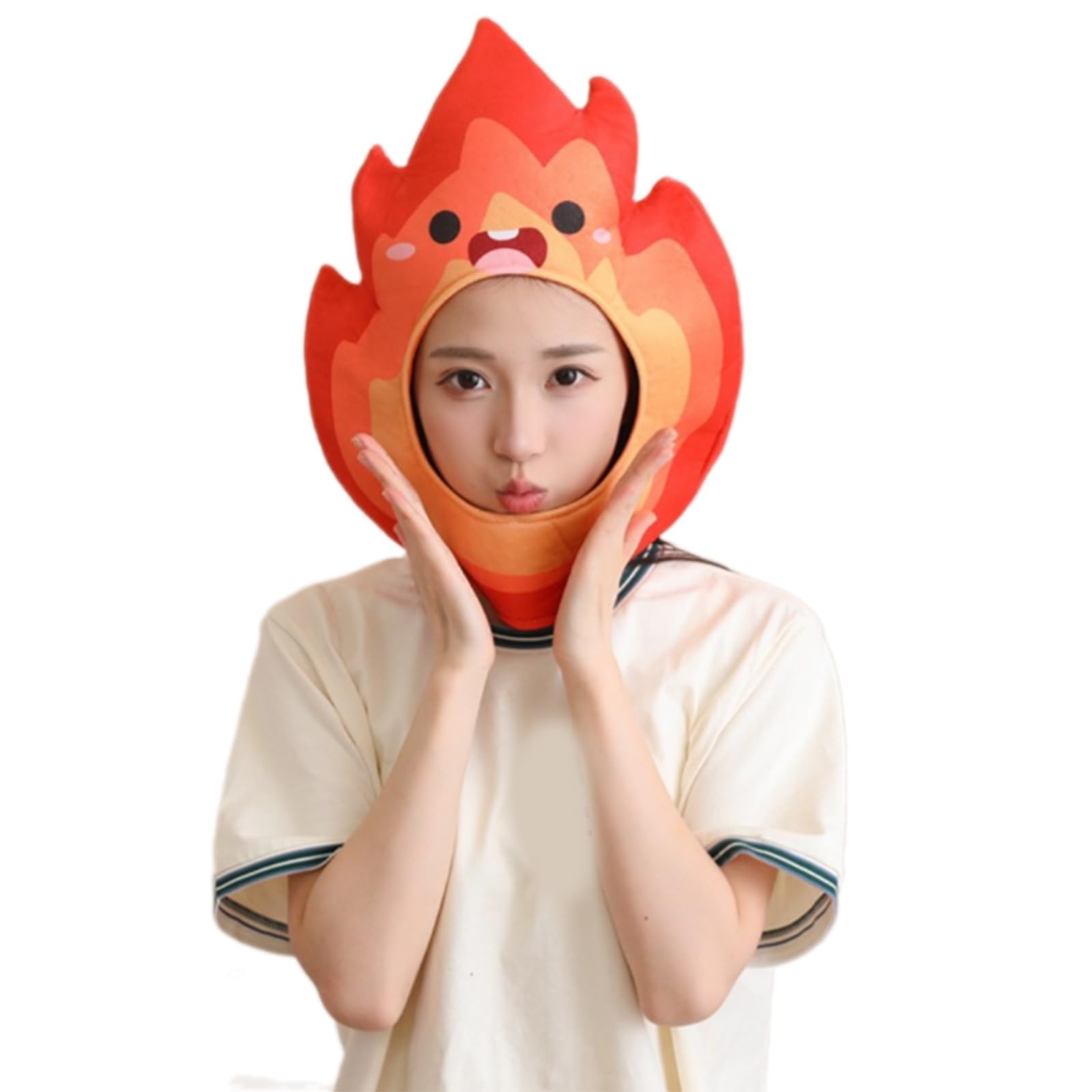 Kalttoy Cartoon Flame Head Covers Hat for Cosplay Photography Party Costume Head Accessory Stretchy Breathable Headgear Hat Flame HeadCover
