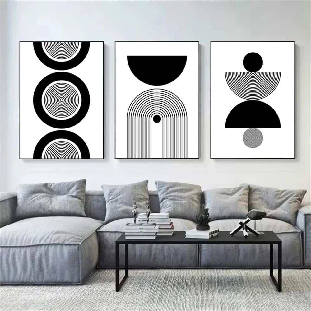 SOBMQ Poster-Boho Abstract Geometric Rainbow Canvas Paintings Scandinavian Minimalist Line Poster Nordic Wall Art Print Picture Bedroom Decor-50 * 70cm-3PCS (No Frame)
