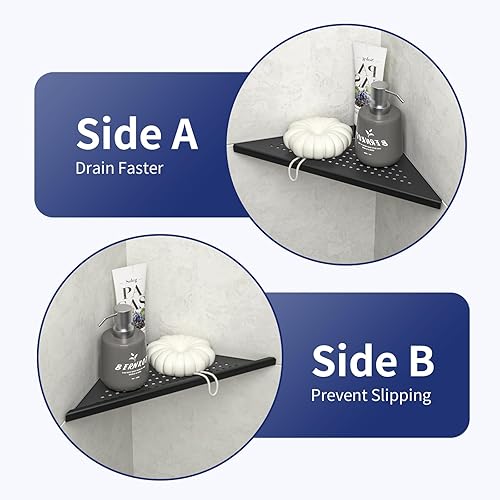 Miniatura 4 de Estante esquinero de ducha de 2 unidades, estante de acero inoxidable 304 para baño, estante de lechada de 10 pulgadas para pared de azulejos, no