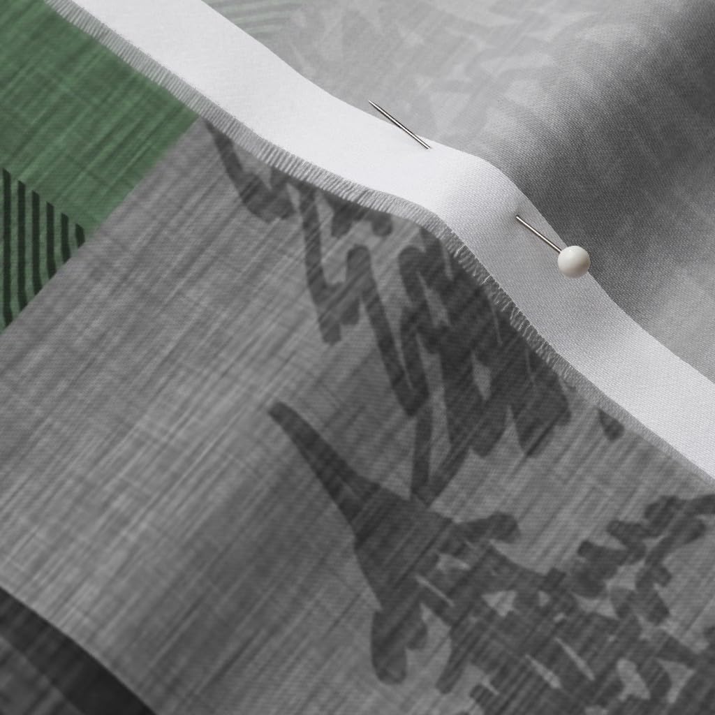 Spoonflower Fabric - Adventure Quilt Pine Green Black Gray Buffalo Plaid Moose Patchwork Printed on Petal Signature Cotton Fabric by The Yard - Sewing Quilting Apparel Crafts Decor
