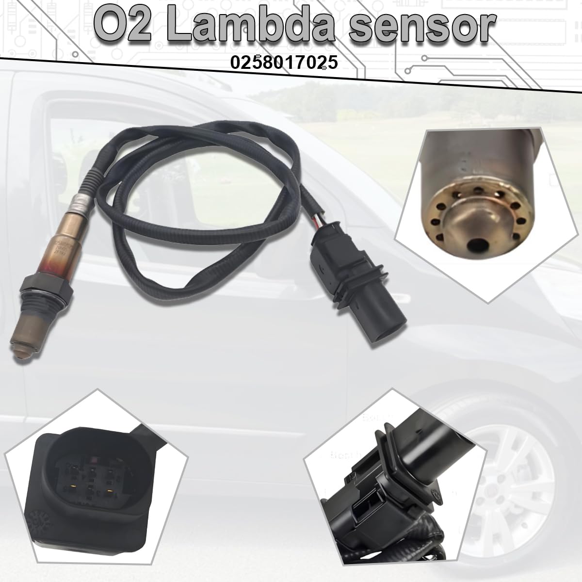 ZAMDOE 0258017025 Sonde Lambda pour BMW 1 3 5 6 E81 E87 E82 E90 E93 E92 E91 F33 F83 F32 F82 E60 F10 E61 F11 E63 E64 E65 E66 E67 pour Mini R55 R56 R57 R58 R59 O2 Sonde d'oxygène des gaz d'échappement