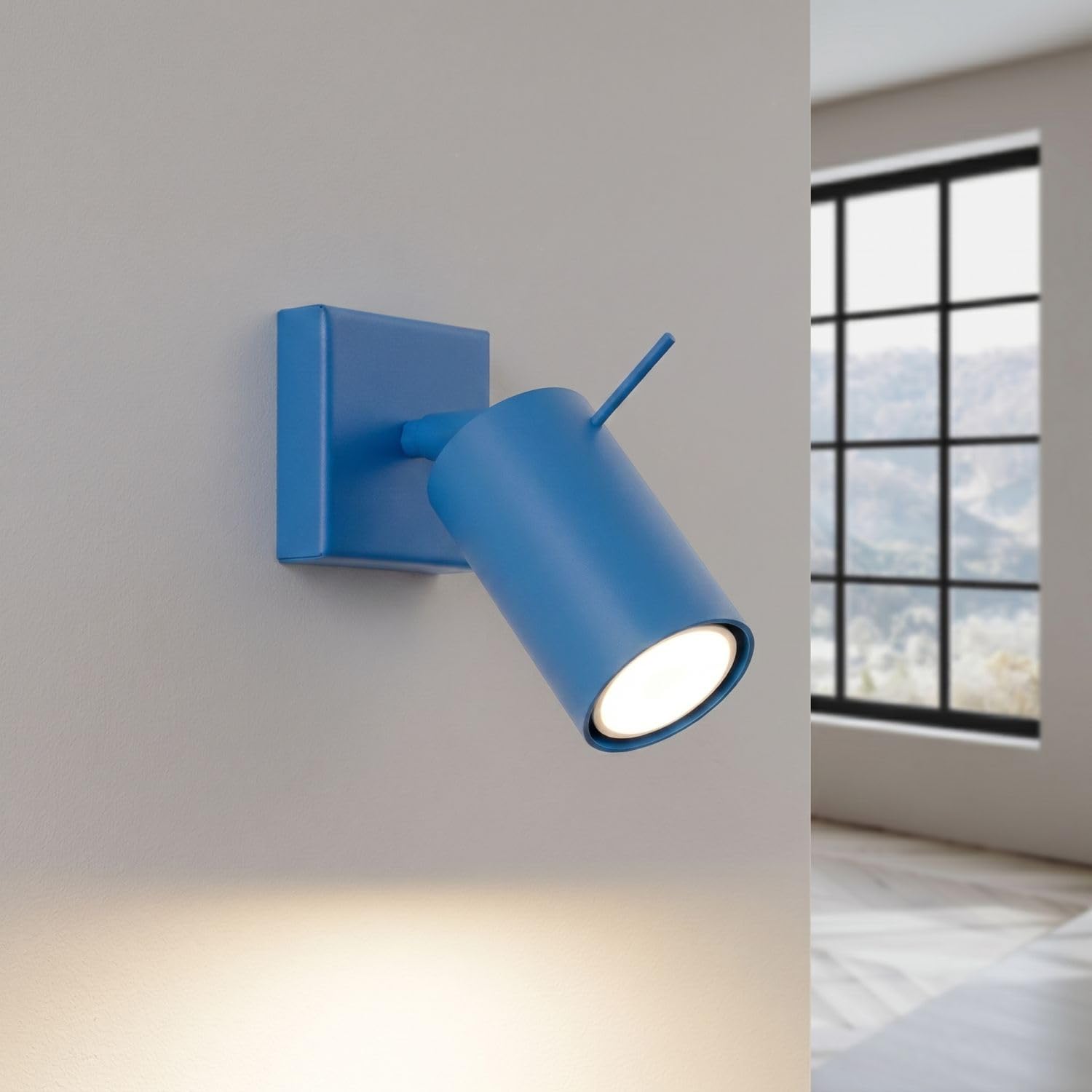 Licht-Erlebnisse Wandspot Stahl Hellblau GU10 verstellbar minimalistisch wohnlich blendarm Wohnzimmer Flur B:8 cm Wandstrahler Leselampe Schlafzimmer