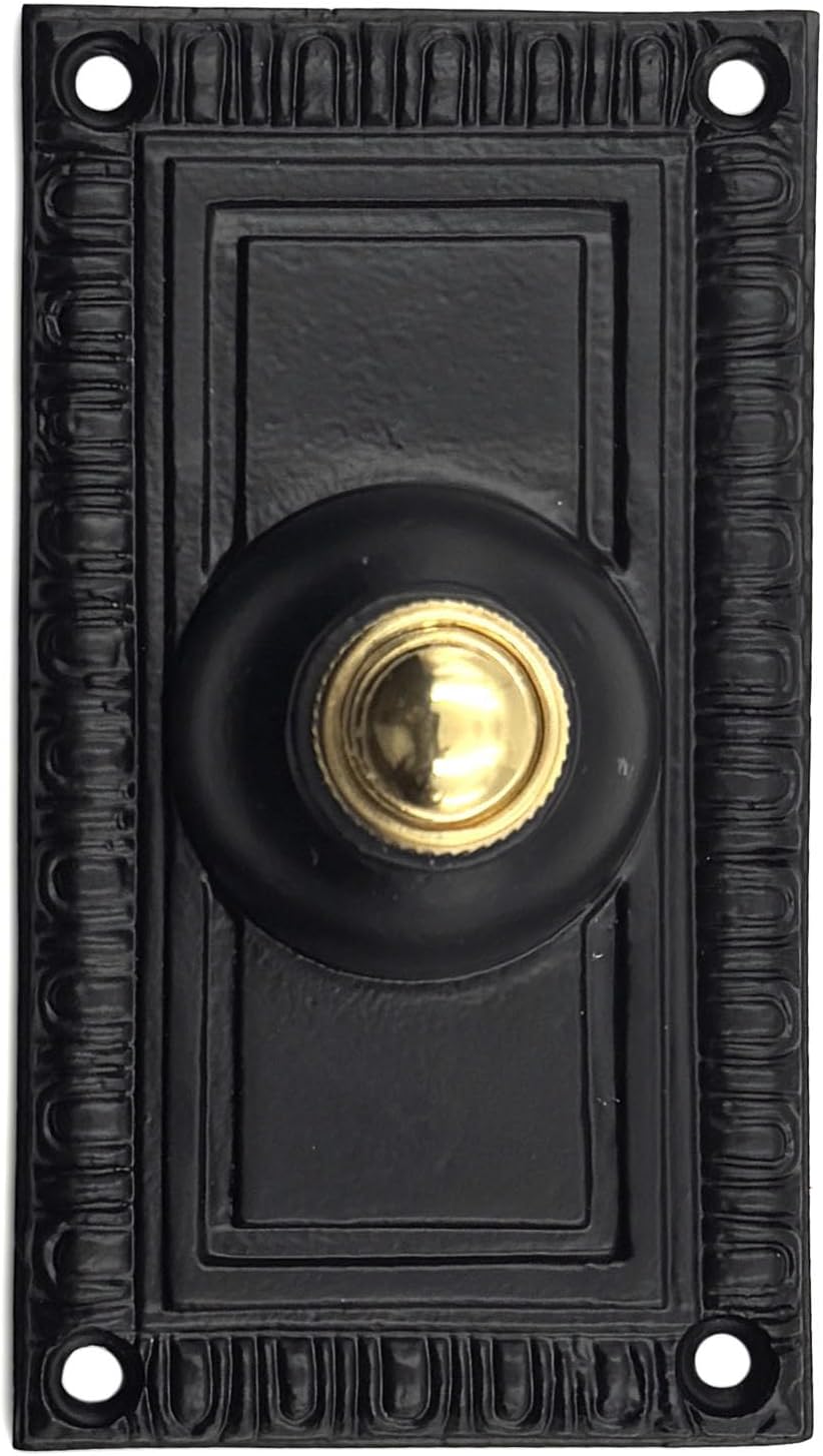 Large Lion Shaped Doorbell Button – Oil Rubbed Bronze Finish – 5 1/4" x 4" – Antique Finish Push Button Doorbell in Brass with Surface Mount – Fits Standard 2-Wire Chimes, Easy DIY Install