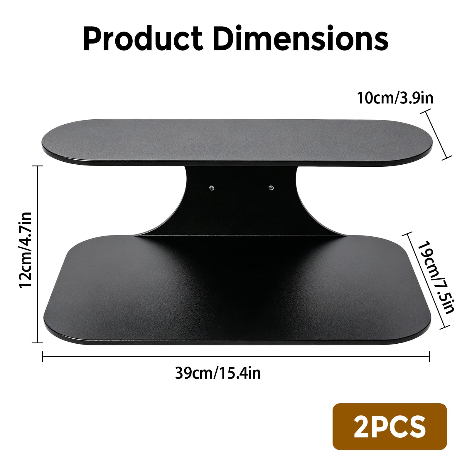 2 comodini sospesi sospesi 39 x 19cm,mensola parete sottile con 2 ripiani | Moderno, in metallo nero, antigraffio, antiurto e antiurto, da appendere, tavolo da toeletta o credenza