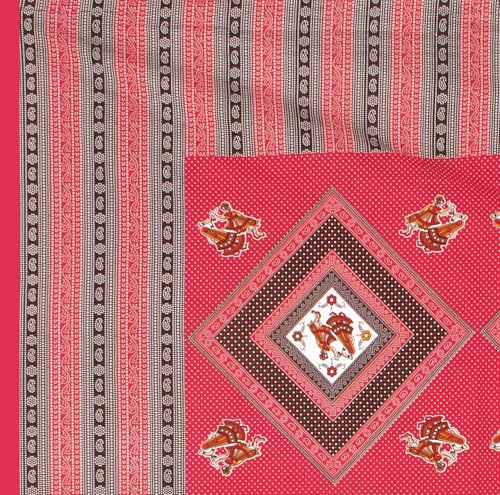 Image of JAIPUR PRINTS 100% Cotton Bedsheet for Double Size Bed bedsheets Rajasthani Jaipuri Printed Double Size Bedsheet with 2 Pillow Cover / 90x100 inch / 235x215 cm / (Red)