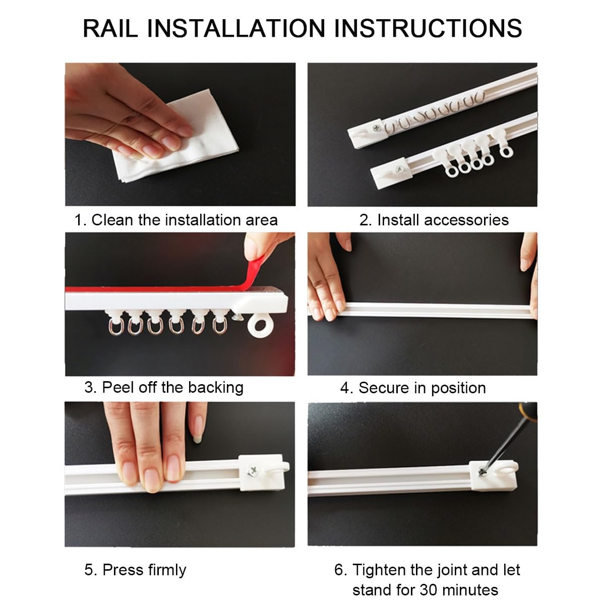 Tringle à rideaux auto-adhésive réglable 0,4 m à 8 m sans perçage Fixation plafond ou mur Idéal pour douches et cloisons de séparation de pièce Blanc 5,2 m
