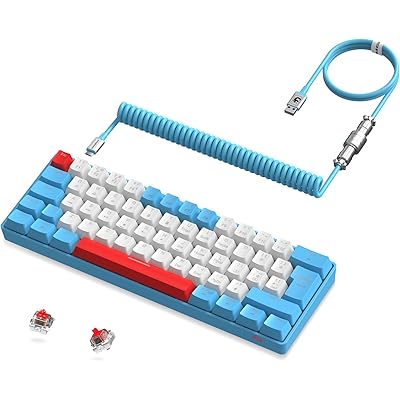 ZIYOU LANG  T60 ゲーミングキーボード メカニカルキーボード 赤軸 60% コンパクトキーボード 有線接続 テンキーレス 62キ …