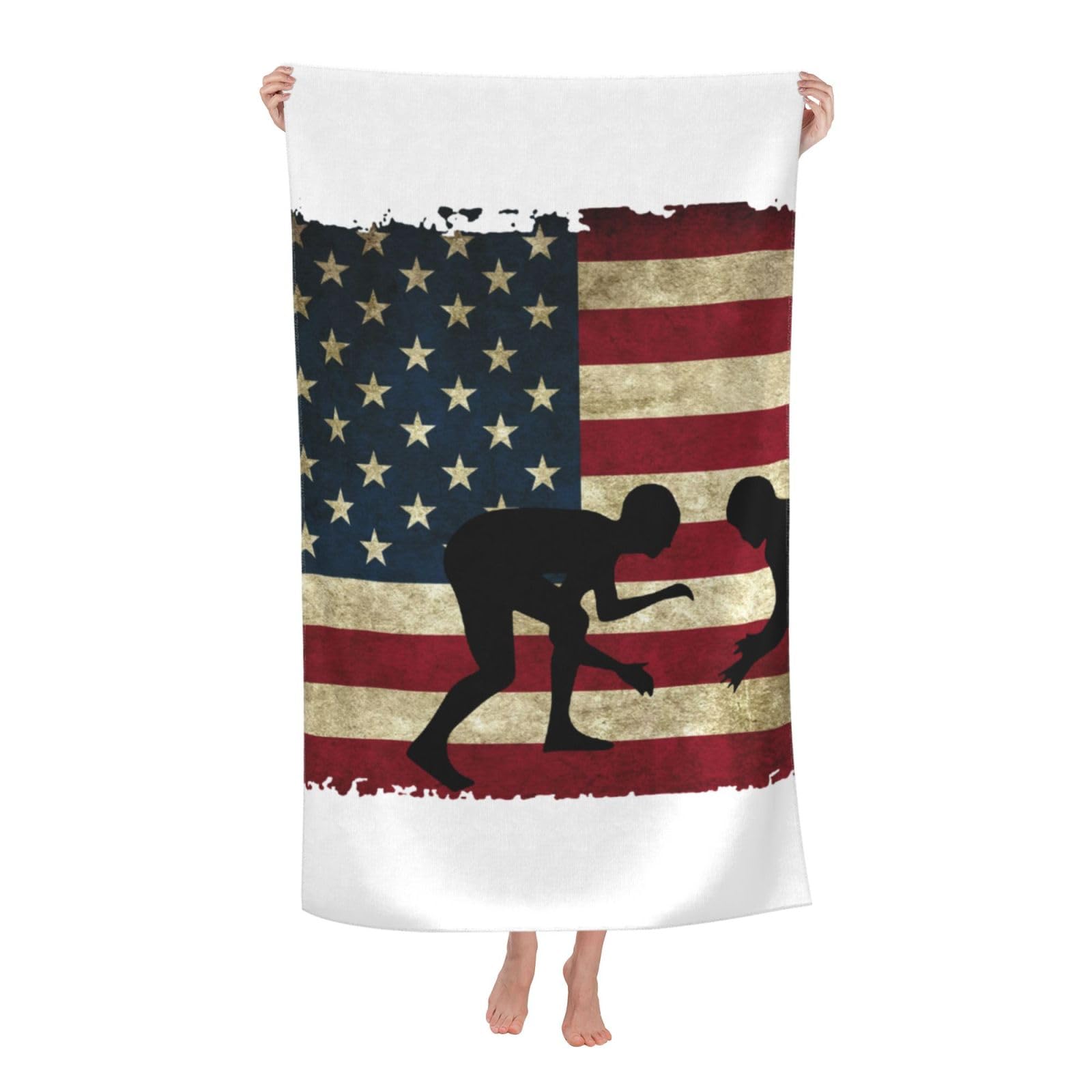 LSRCPD Beach Towel USA Flag Wrestling Microfiber Beach Towels Blanket Oversized Tropical Big Extra Large XL Pool Towels Quick Dry Sandproof for Women Girls Kids