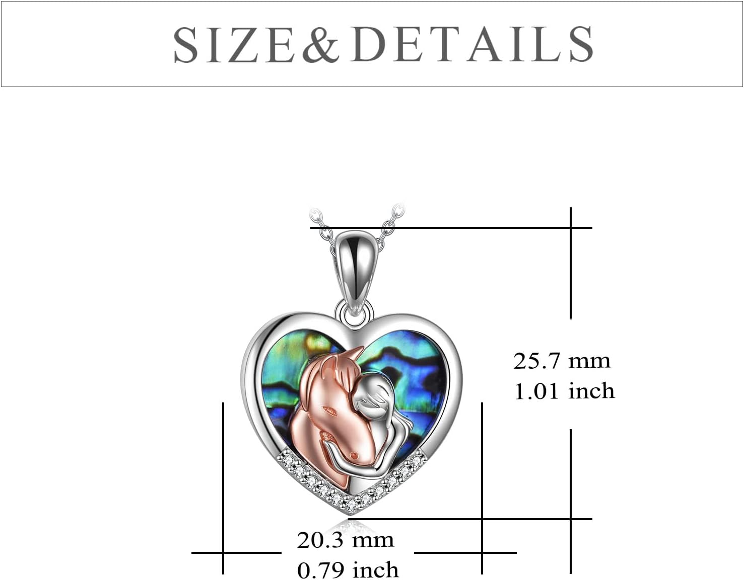 YFN Abalone Horse Pendant Necklace Jewelry 925 Sterling Silver Women Embrace Horse Gift for Women - Image 4