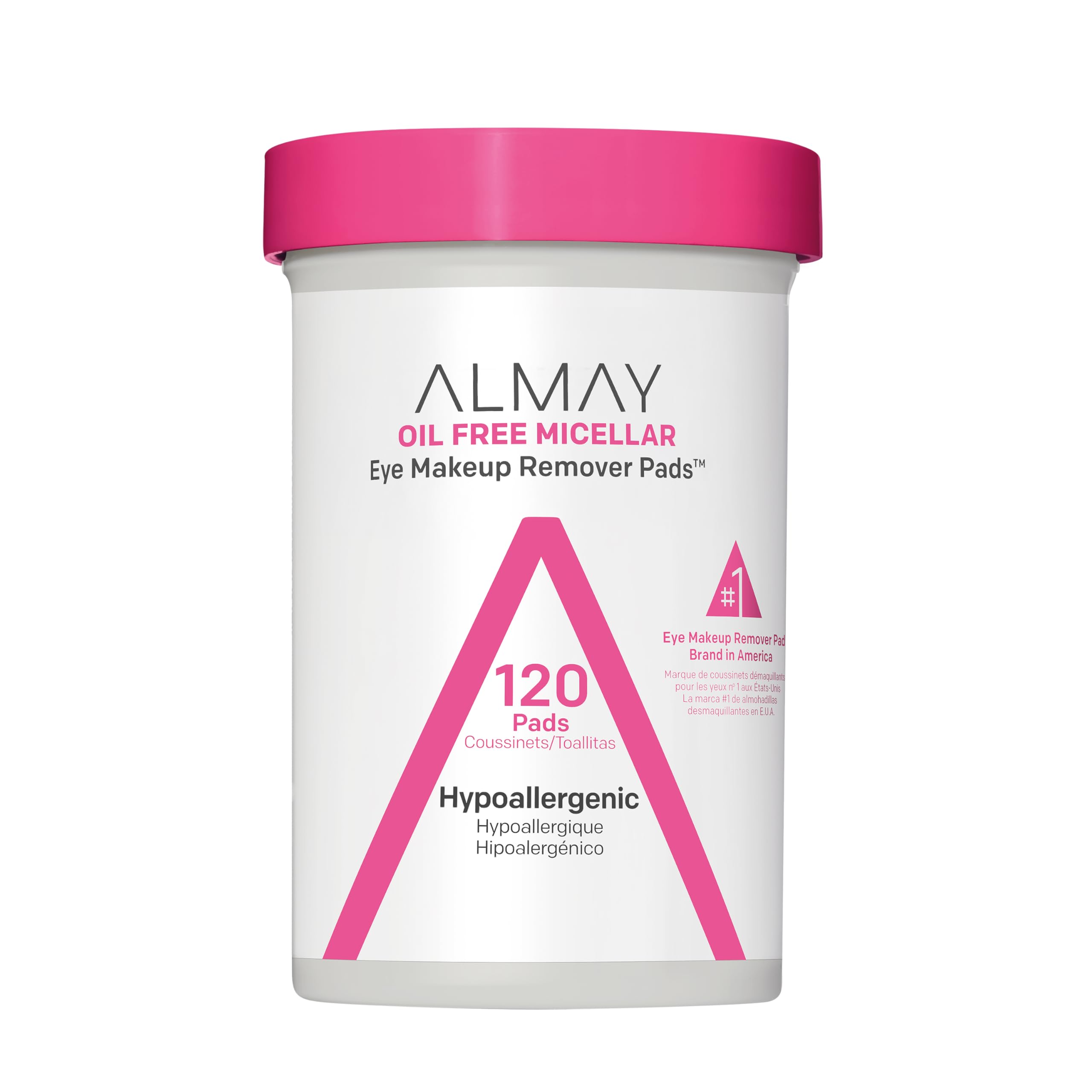 Almay Biodegradable Makeup Remover Pads, Micellar Gentle, Hypoallergenic, Fragrance-Free, Dermatologist & Ophthalmologist Tested, 120 Count