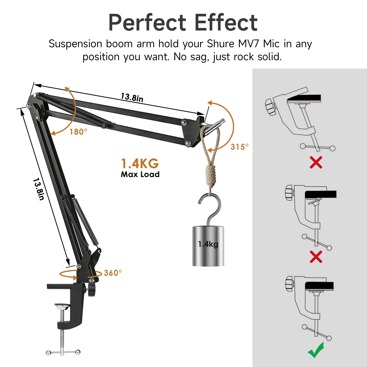 For Shure MV7 Boom Arm - Upgraded Mic Arm with Reduce Wind Noises 