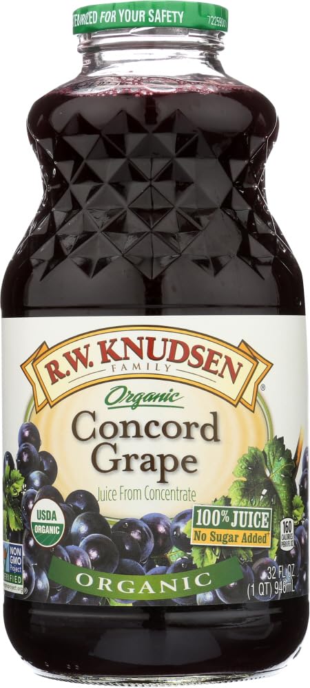 R.W. KnudsenJuice, Og2, Concord Grape, Pack of 6, Size 32 FZ, (Gluten Free GMO Free 95%+ Organic)USDA Organic