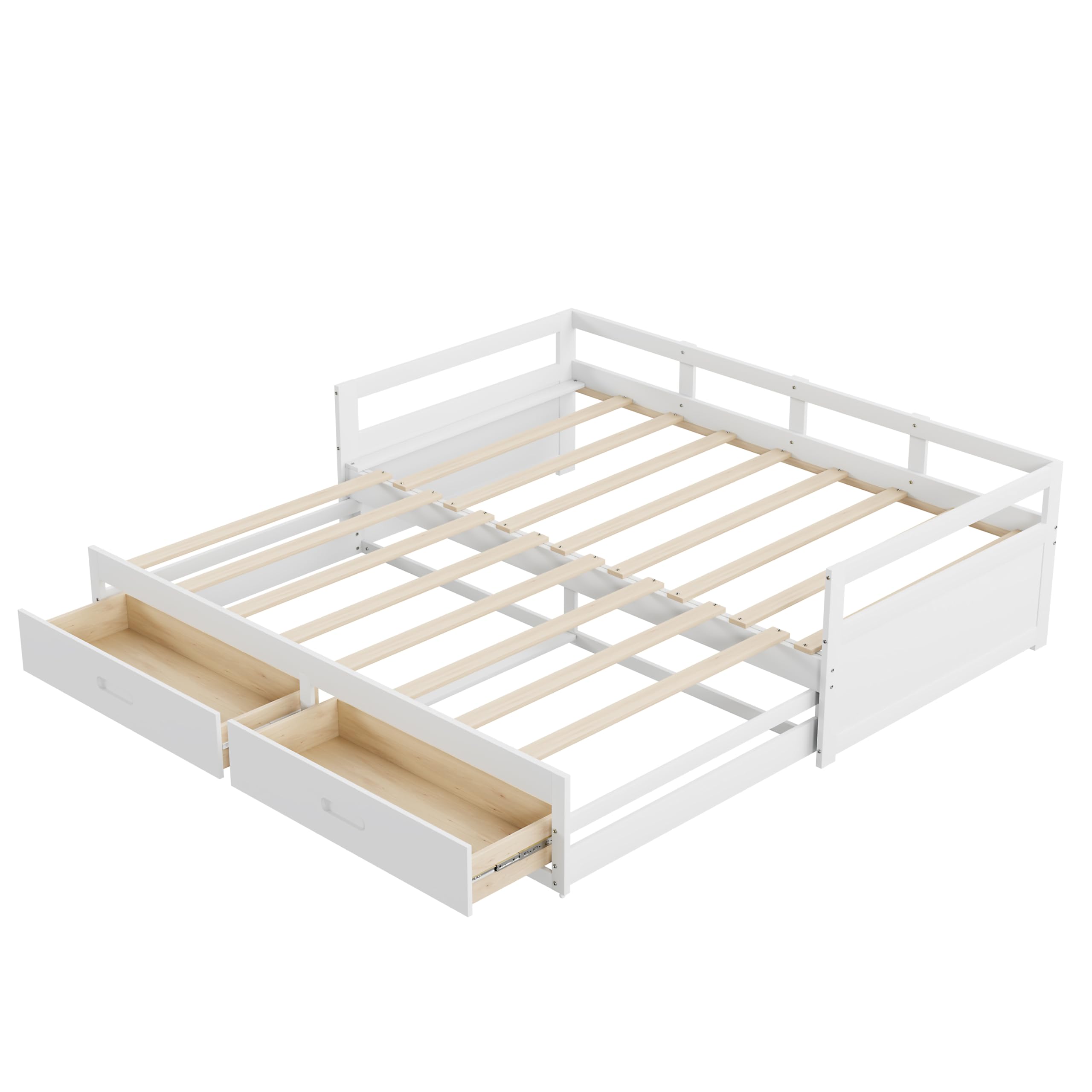 Letto Giorno Divano Letto Estensibile 90/180 x 200 cm, Letto Giorno con Cassetti e Reti a Doghe, Letto per gli ospiti (Bianco)