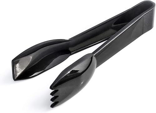New Star Foodservice 42290 Pinza utilitaria, plástico de alta temperatura, borde recto, 6 pulgadas, juego de 12, negro
