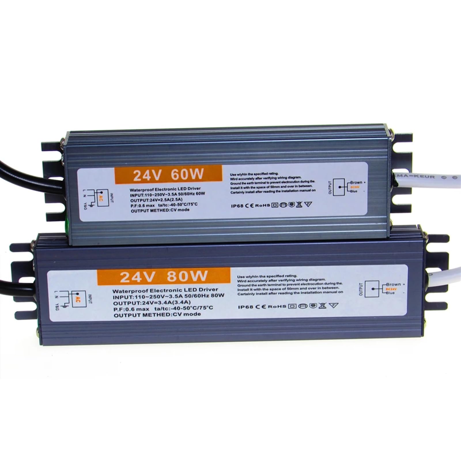 Transformador de 220V a 12V 24V Fuente de alimentación 12 24 V voltios IP67 IP68 Transformador de iluminación Impermeable for Exteriores 110V 220V a 12V 24V (Color : 150W, Size : 24V)
