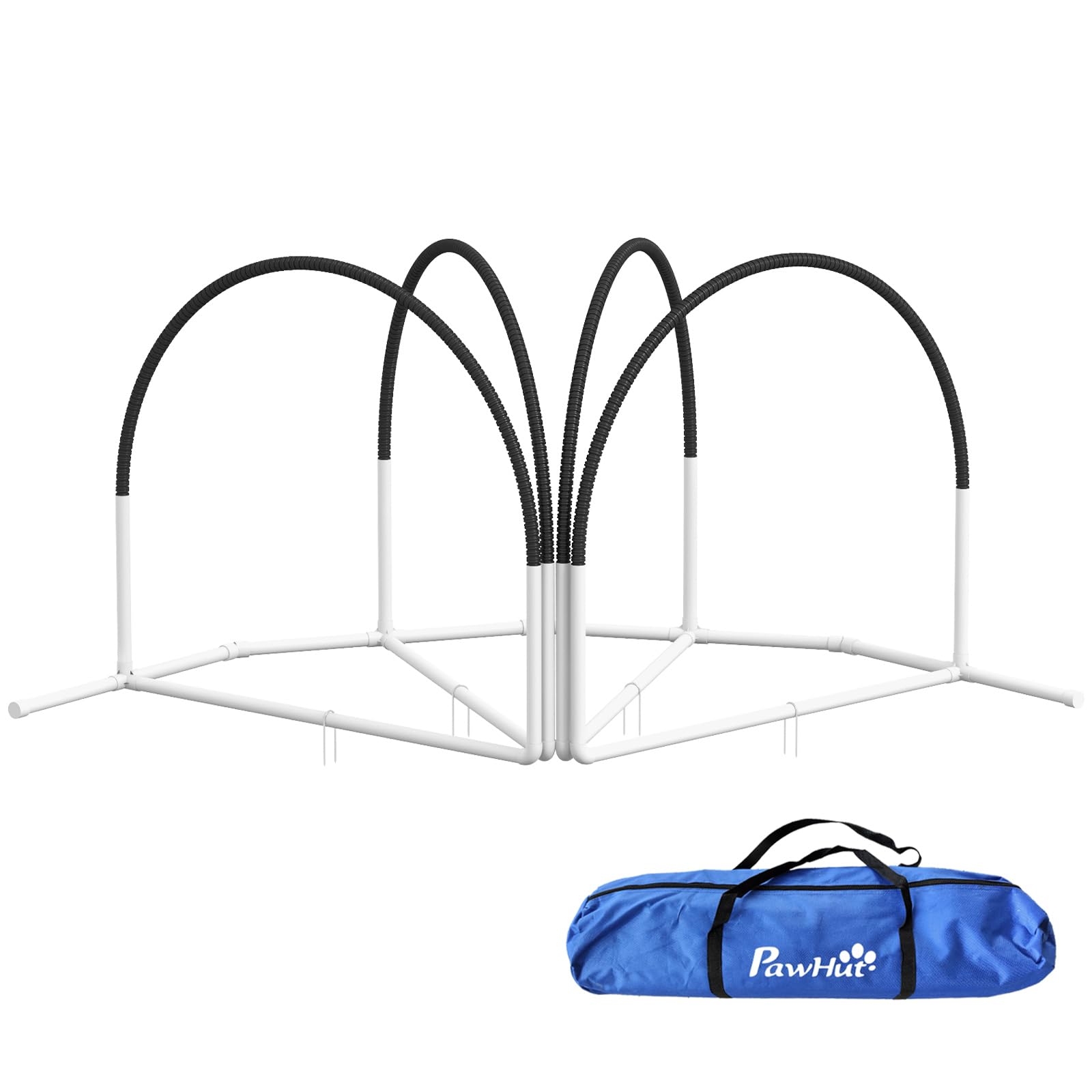 PawHut Agility Set Hunde 4-teiliges Agility-Ausrüstung für Hundetraining Steckhürdenset mit Slalomstangen Tragetasche Trainingszubehör Koordinationstraining Agilityset für Spiele Training