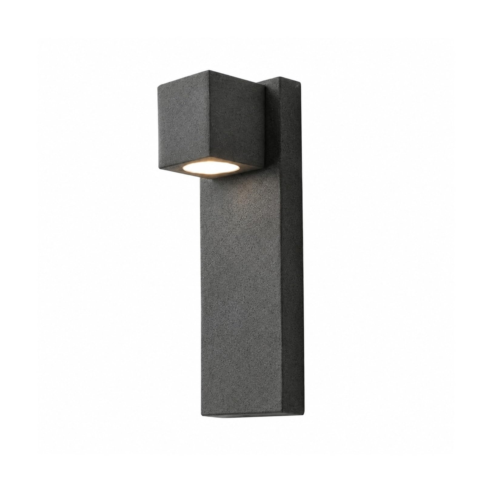 OZBMA Rectangular Microcement Outdoor Wall Sconce, 8W Warm White LED Exterior Lamp, Waterproof Minimalist Porch Fixture for Entryway Patio Garden Balcony Courtyard Garage Cottage(White) (Black)