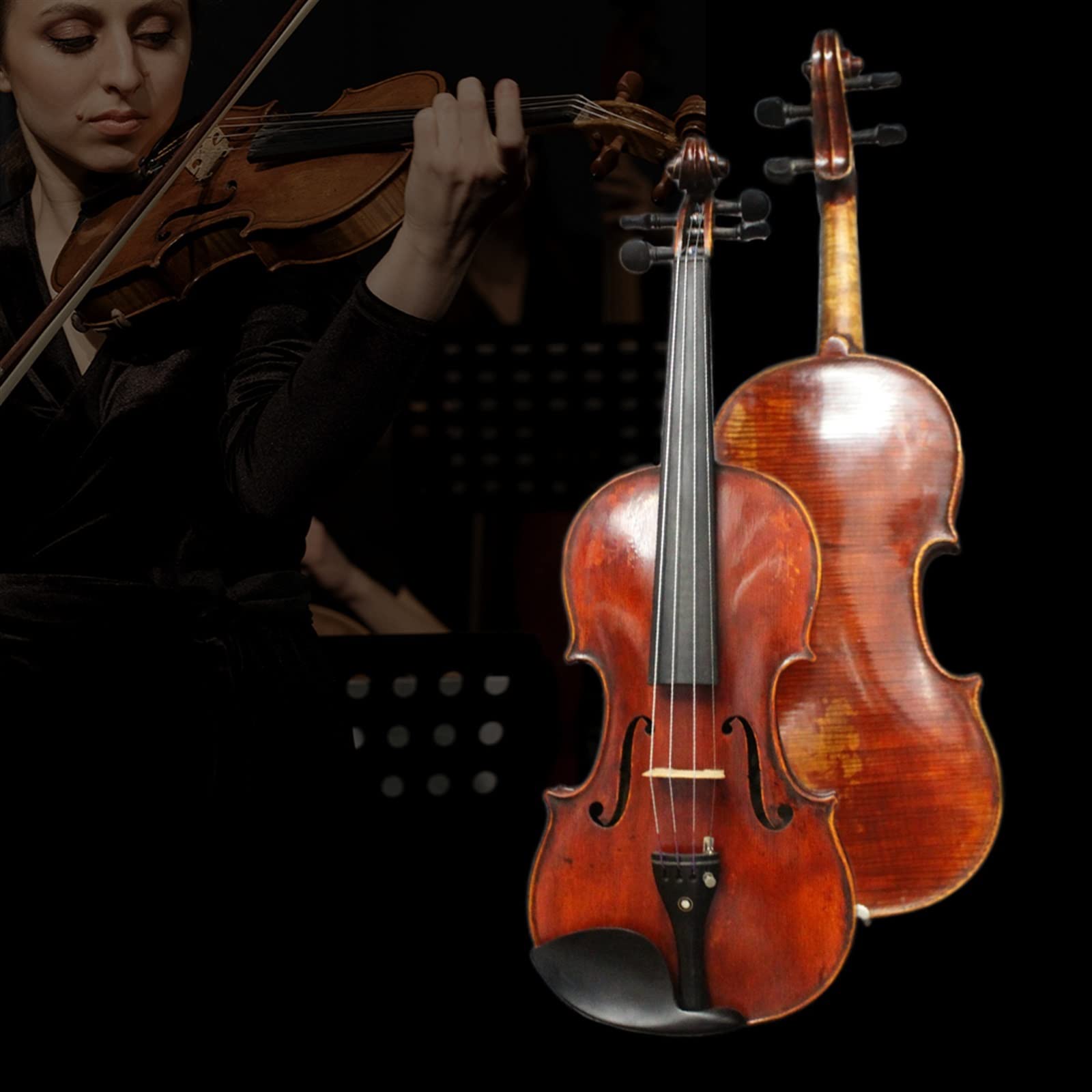 Violon Student 4/4 di Violino Acustico Europeo in Legno One Piece Flame con Custodia IPE Bow Bridge Kit