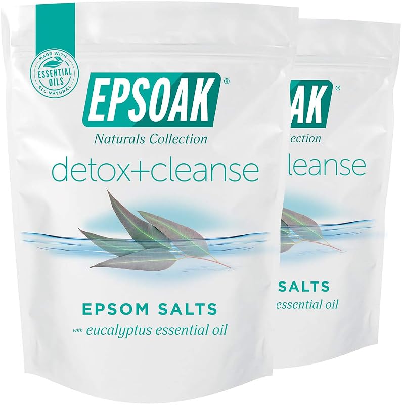 Epsoak Sal de Epsom com sulfato de magnésio USP e fragrância de lavanda e aloe vera, 1,81 kg, 2 pacotes de 907 g