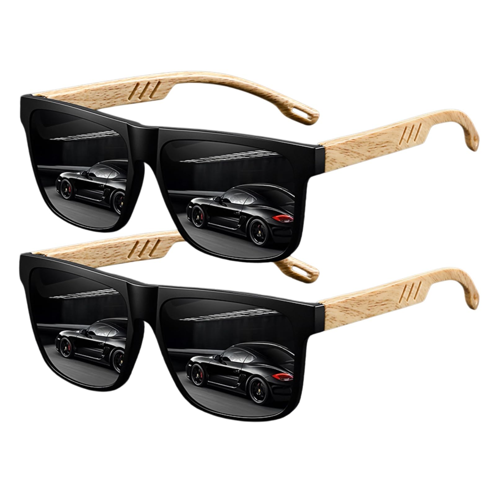 Sonnenbrille 2 Pcs Klassische Bunte Linsen Uv400 Angeln Reisen Laufen Fahren Alle Outdoor-aktivitäten-2pcsf70-(2black)