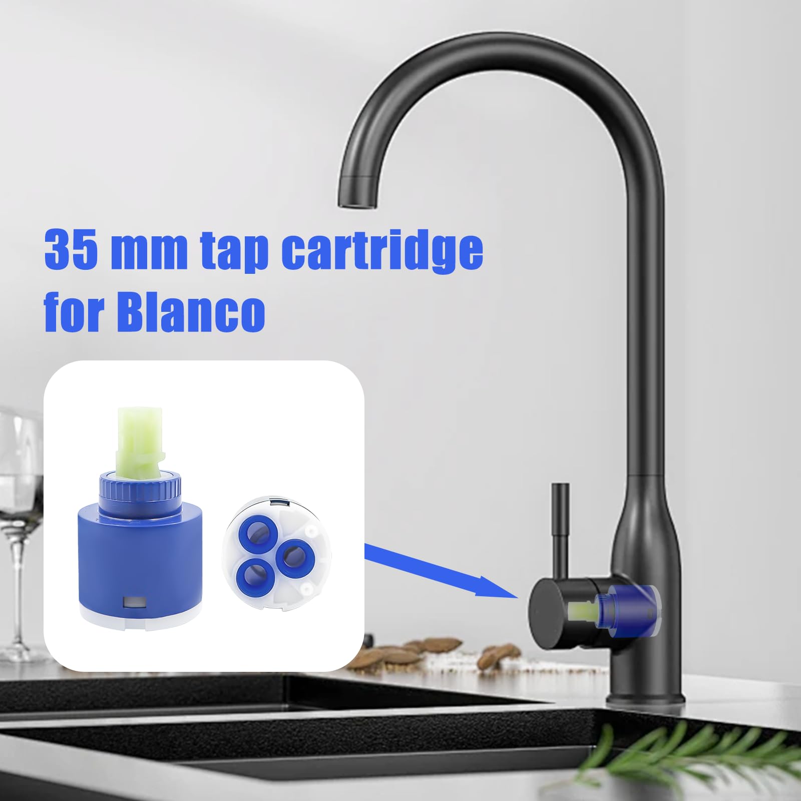 4 Piezas Cartucho de Cerámica para Grifo 35mm Cartuchos Grifos de Cerámica Fácil de Instalar Fuerte Resistente Cartucho Ceramico per Grifo para Reparación de Grifos Agua Cocina Ducha Lavabo
