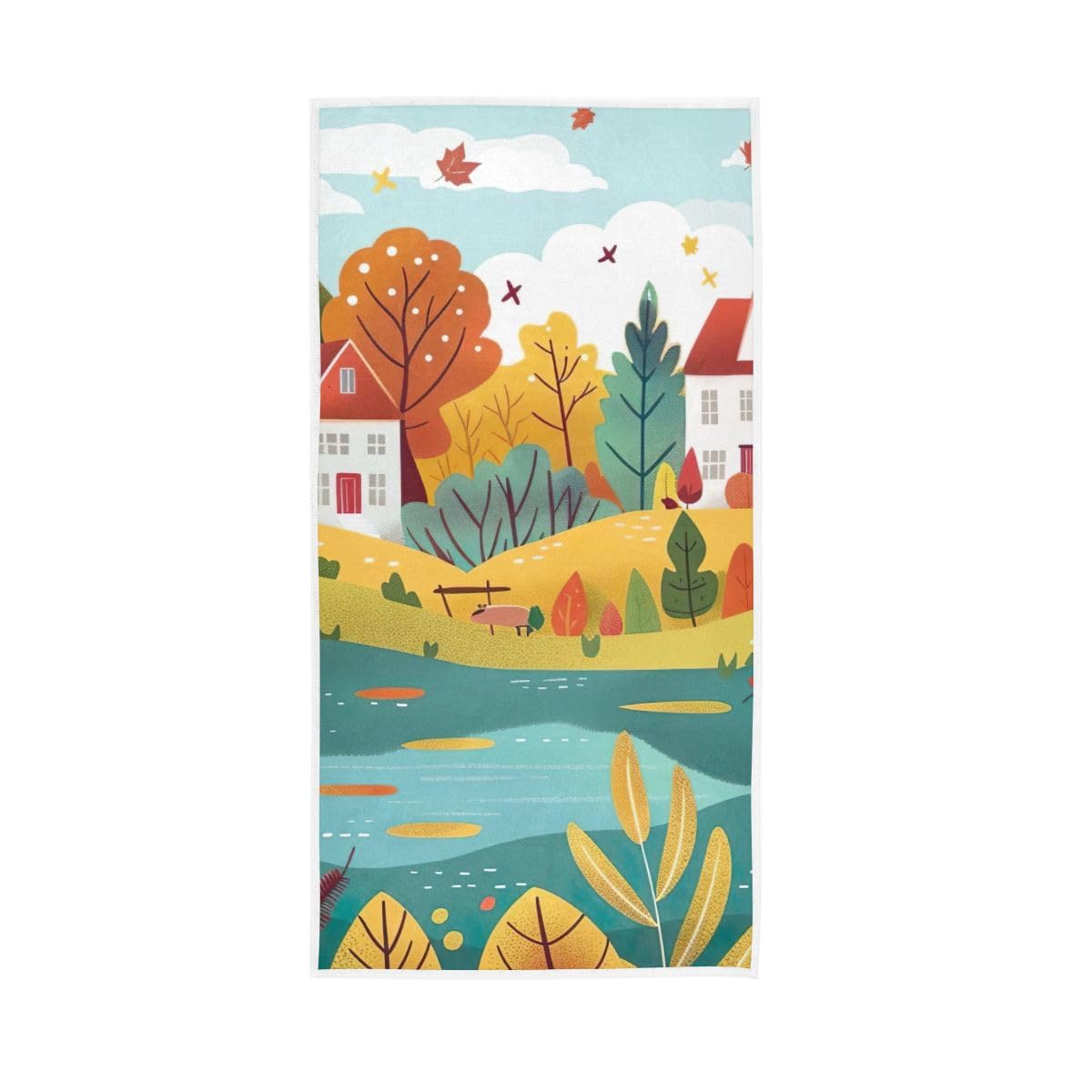 LSRCPD Autumn Landscape with Trees Bath Hand Towels for Bathroom, Hand Towels for Bathroom, Shower, Hotel, Spa 15 x 30 Inches