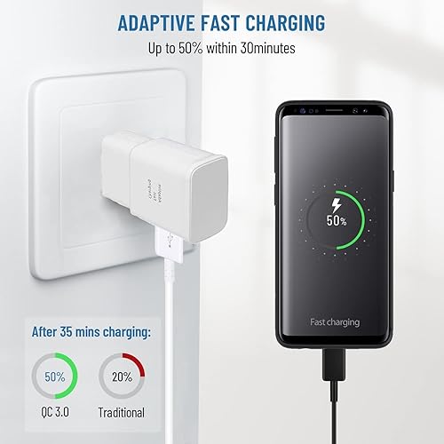 Miniatura 8 de Cargador tipo C de carga rápida, bloque de cargador de teléfono Android con cable de carga USB C de 12 pies para Samsung Galaxy S23S22S21S20S10S10