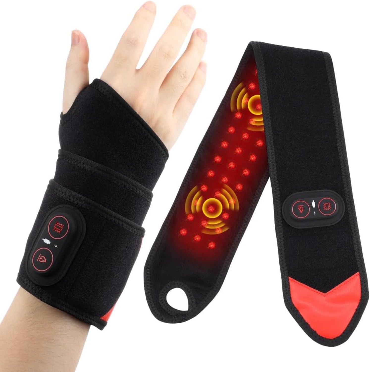 Muñequera térmica recargable para alivio del túnel carpiano y soporte de artritis, masajeador de muñeca con calefacción