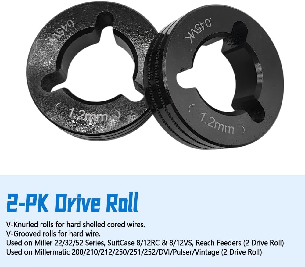 Drive Roll Kit VK-Groove .045", Fit for Miller Millermatic 200 210 212 250 251 252 DVI Pulser Vintage, Pack of 2