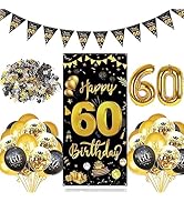 GoldRock 32 Stück 60 Geburtstag Deko Schwarz Gold Set, 60 Geburtstag Männer,Deko 60 Geburtstag Fr...