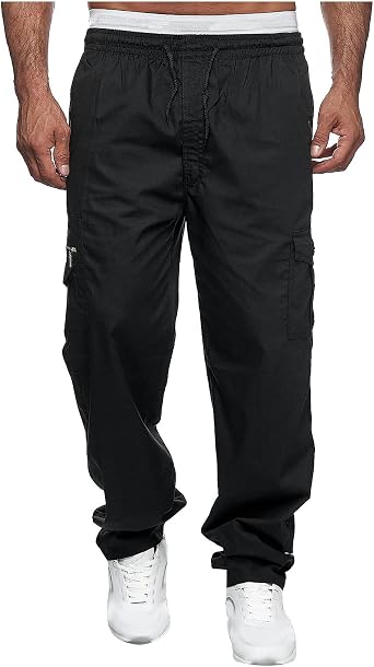 GOFULY Men Cargo Pants with Pockets Stretch Drawstring Elastic Waist Sweatpants Tall Regular Fit Pants Tall Joggers Trousers