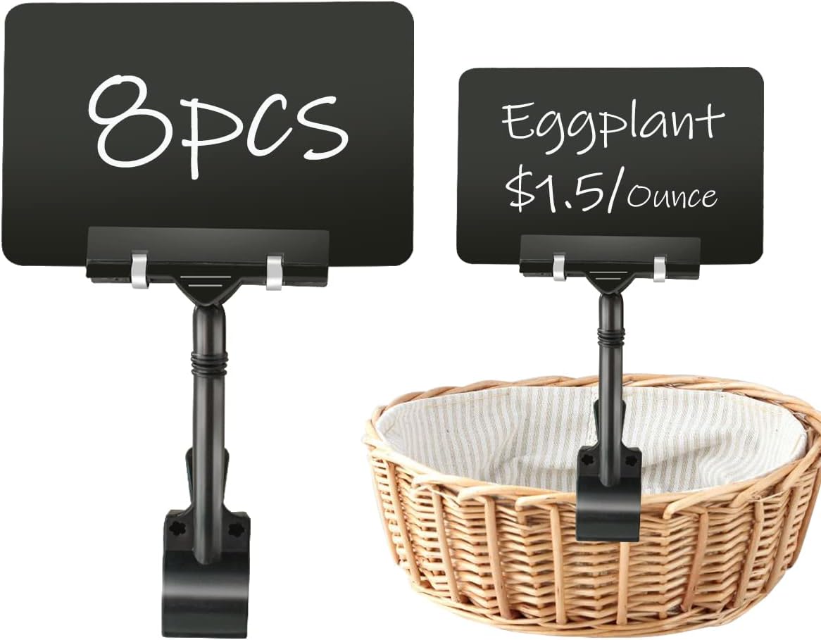 Vongfome Display Price Sign Holder with Clips Plastic Pop Sign Rotatable Holder