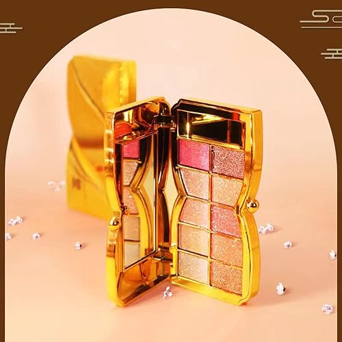 Miniatura 6 de Paleta de sombras de ojos doradas brillantes, 10 colores brillantes, sombra de ojos con purpurina altamente pigmentada, de larga duración,