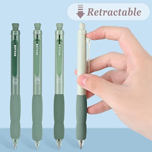 Miniatura 5 de BAYTORY 8 bolígrafos de gel retráctiles y borrables, 4 azules y 4 de tinta negra, punta fina de 0.020 in con bonito borrador, escritura suave,