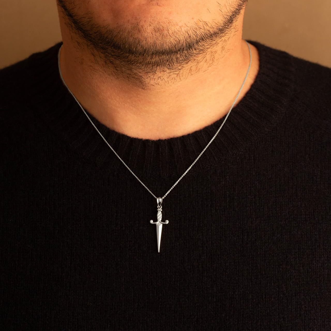 Claddagh Gold Bold .925 Sterling Silver 1-1/2" Polished Twisted Dagger Knife Pendant Necklace | Choice of Pendant Only or Chain Length - Image 2