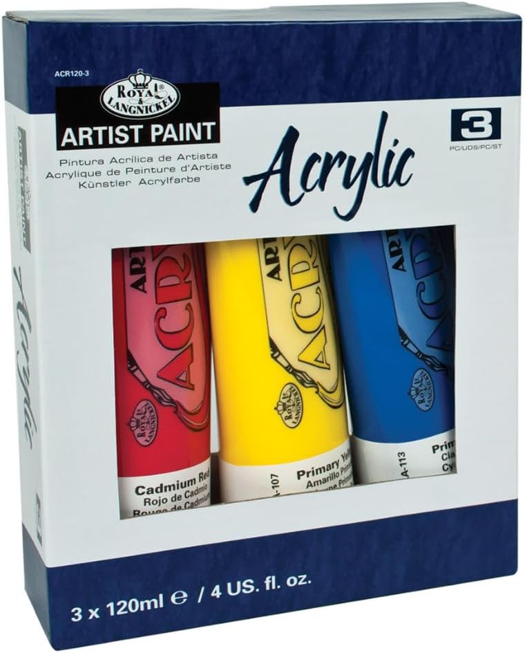 Royal & Langnickel Artist Tube Paint with Bonus Brushes, 120ml, 6-Pack