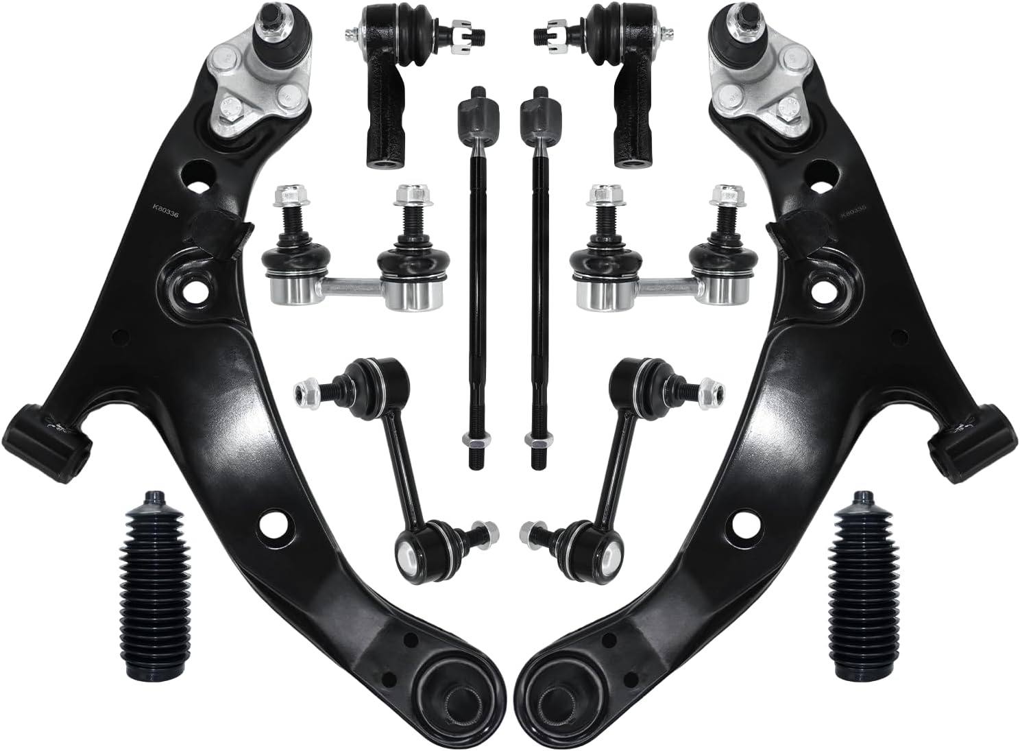 Control Arm, 14PCS Front Lower Ball Joint Sway Bar Link Tie Rod Boot Suspension Kit Replacement for 1996-2002 Toyota Corolla 1998-2002 Chevrolet Prizm 1996-1997 Geo Prizm
