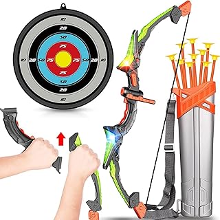 Detachable Kids Bow and Arrow Toy Set, LED Light Up Archery Toys Set with 10 Arrows, Outdoor Indoor Shooting Games Toys for 3-14 Year Old Boys Grils Birthday Gift